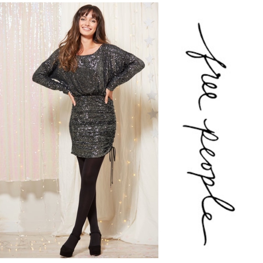 Free People Giselle Mini Dress. Black xsmall